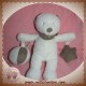 NICOTOY SOS DOUDOU OURS BLANC POILS TAUPE FOULARD EVEIL