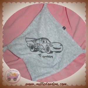 DISNEY SOS DOUDOU MOUCHOIR PLAT GRIS VOITURE MC QUEEN NOEUD