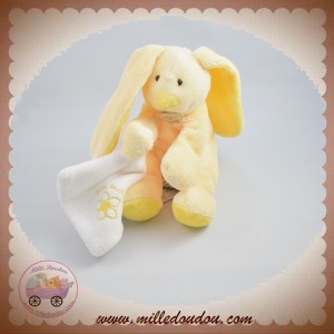 DOUDOU ET COMPAGNIE SOS LAPIN JAUNE MOUCHOIR 18 cm