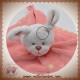 TEX SOS DOUDOU LAPIN BLANC CARRE SAUMON ROSE ETOILES