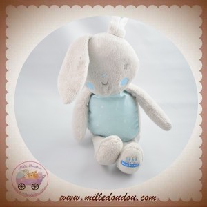 KLORANE SOS DOUDOU LAPIN GRIS VENTRE TISSU BLEU CLAIR ETOILE SOS