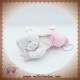 TEX SOS DOUDOU LAPIN BLANC ALLONGE MUSICAL ROSE ETOILE SOS