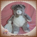 BABYNAT SOS DOUDOU OURS GRIS CHINE POIL MOUCHOIR BLANC FLOCONS