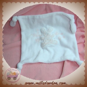 SOS DOUDOU PLAT BLANC VELOURS NOEUD LAPIN TEENIE STAR ROSE