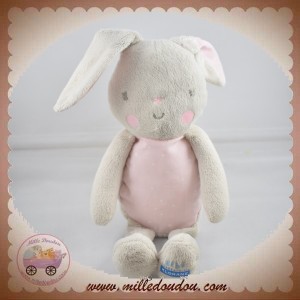 KLORANE SOS DOUDOU LAPIN GRIS VENTRE TISSU ROSE ETOILE SOS