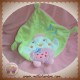 NICOTOY SOS DOUDOU MOUCHOIR PLAT POULE OISEAU VERT ROSE FLEUR