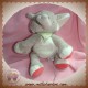 BENGY SOS DOUDOU ELEPHANT BEIGE ECRU FOULARD VERT 20 CM