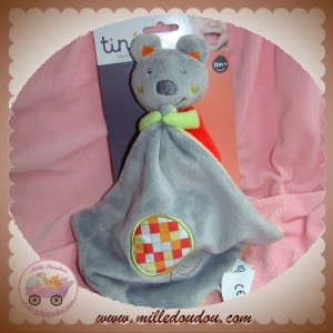 TINEO PLASTITEMPLE SOS DOUDOU KOALA OURS GRIS ROUGE MOUCHOIR VERT