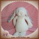 JELLYCAT SOS DOUDOU LAPIN POIL BLANC OREILLES FLEURS MOUSTACHE