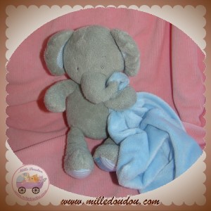 MARKS & SPENCER SOS DOUDOU ELEPHANT GRIS MOUCHOIR BLEU