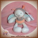 NATTOU SOS DOUDOU ABEILLE BLANCHE BUBBLES RAYE GRIS ORANGE 15 cm HOCHET SOS