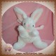 SOS DOUDOU  LAPIN BONBON ALLONGE BLANC ROSE 16 cm SOS