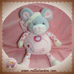 GIPSY DOUDOU SOURIS GRISE POMME ROSE SOS