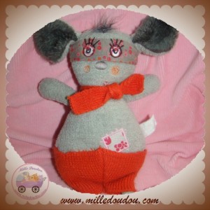 CATIMINI SOS DOUDOU LAPIN GRIS SHORT LAINE ORANGE ECHARPE