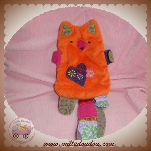 CATIMINI SOS DOUDOU ECUREUIL PLAT ORANGE QUEUE TISSU VIOLET COEUR