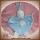 SOS DOUDOU BLANCHET LAPIN PLAT BLANC BLEU FEUILLE