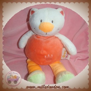 DOU KIDOU DOUDOU OURS BLANC CORPS ORANGE ROSE EMPREINTES