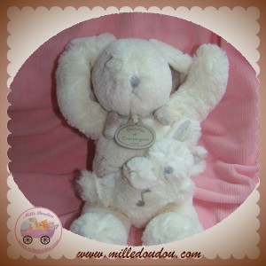 DOUDOU ET COMPAGNIE LAPIN BONBON BLANC TAUPE MUSICAL BEBE SOS