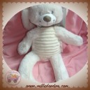 TEX SOS DOUDOU LAPIN ECRU BANDANA TAUPE VENTRE GAUFFRE 40 CM