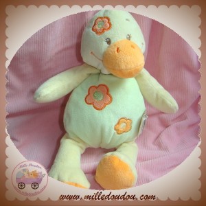 DOU KIDOU SOS DOUDOU CANARD VERT ORANGE FLEUR