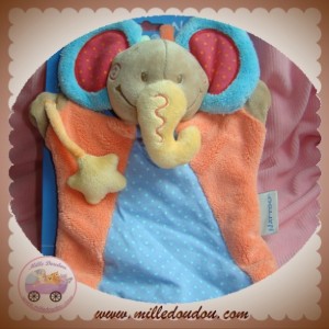 NATTOU SOS DOUDOU ELEPHANT OASIS MARIONNETTE ORANGE BLEU