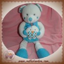 NICOTOY SOS DOUDOU OURS BLANC CORPS BLEU LAINE OISEAU MUSICAL