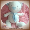 BABYSUN DOUDOU LAPIN BLANC BLEU WHITE IS WHITE 26 CM SOS