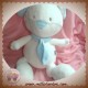 BABYSUN DOUDOU LAPIN BLANC BLEU WHITE IS WHITE 26 CM SOS