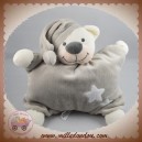 BOUT'CHOU SOS DOUDOU OURS BLANC QUASI PLAT GRIS ETOILES