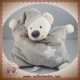 BOUT'CHOU SOS DOUDOU OURS BLANC QUASI PLAT GRIS ETOILES