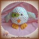 NATALYS SOS DOUDOU POULE TISSU BLANC POIS RAYE ORANGE