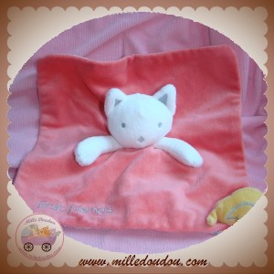 Doudou plat velours lapin rose naissance Okaïdi & Obaïbi