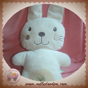 NICOTOY SOS DOUDOU LAPIN QUASI PLAT BLANC ROND BEIGE CROIX 25 CM