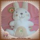 NICOTOY SOS DOUDOU LAPIN QUASI PLAT BLANC ROND BEIGE CROIX 25 CM