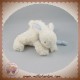 JACADI DOUDOU LAPIN ALLONGE BLANC ECHARPE BLEU BONBON PARFUM SOS