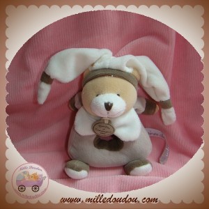 DOUDOU ET COMPAGNIE SOS OURS BLANC GRIS TAUPE GRAINE DE DOUDOU HOCHET