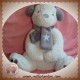 CYRILLUS SOS DOUDOU OURS BLANC POLAIRE ECHARPE CACHE OREILLE GRIS