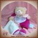 BABYNAT SOS DOUDOU OURS BEIGE CORPS ROSE VIOLET MOUCHOIR