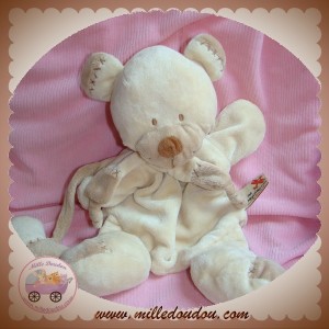 NICOTOY SOS DOUDOU OURS ECRU MARIONNETTE COEUR HOCHET