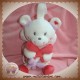 POMMETTE SOS DOUDOU OURS ANGE AILE ROBE ROSE FLEURS MUSICAL