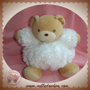 KALOO DOUDOU OURS BEIGE BOULE BLANC PLUME POIL SOS