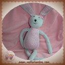 BOUT'CHOU MONOPRIX SOS DOUDOU LAPIN GRIS TISSU ROSE TULIPE FLEUR