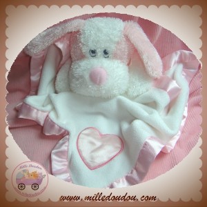 AURORA BABY SOS DOUDOU CHIEN PLAT BLANC ROSE SATIN