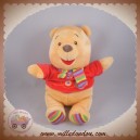 DISNEY DOUDOU OURS WINNIE PULL ROUGE HOCHET ECHARPE 23 CM SOS