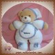 TAKINOU SOS DOUDOU OURS BEIGE CORPS BLANC LISERET BLEU MARINE SOS