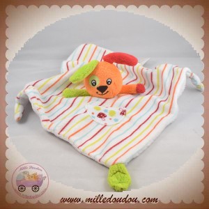 ORCHESTRA SOS DOUDOU CHIEN LAPIN ORANGE PLAT RAYE VERT ROUGE NOEUD