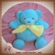 NOUNOURS SOS DOUDOU OURS BOULE BLEU TURQUOISE PAPILLON 23 CM