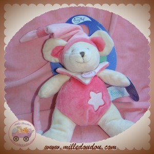 BABYNAT BABY NAT SOS DOUDOU OURS SOURIS ECRU ROSE ETOILE FLUORESCENT