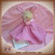 SOS DOUDOU ET COMPAGNIE LAPIN BEIGE PLAT LANGE TISSU ROSE