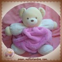 KALOO SOS DOUDOU OURS CREME CORPS ROSE FUSHIA PLUME 30 CM